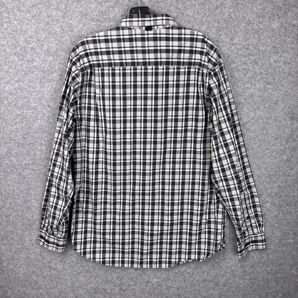 The North Face Button Down Shirt L Black White Plaid Cotton Long Sleeve A3MMU